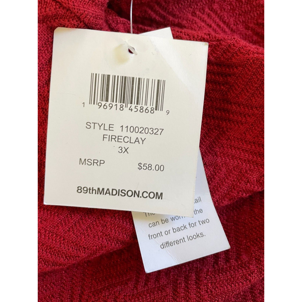 89th + Madison 2 in 1 Sweater Size 3X Fireclay Red Pullover Gold Trim NWT - Picture 8 of 12